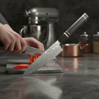 Couteau de chef Damas de 8 pouces, couteau de cuisine professionnel, couteau de cuisinier à motif classique