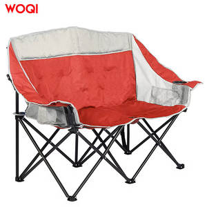 Silla plegable extra grande WOQI para acampar, con marco de aluminio, tela Oxford roja, doble asiento con reposabrazos y portavasos - Product Image 5