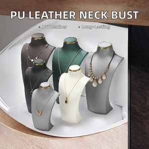 Expositor de collares de cuero PU al por mayor, organizador de cadenas de joyería con forma de cuello, maniquí de exhibición, accesorios para exhibición de joyería - Product Image 2