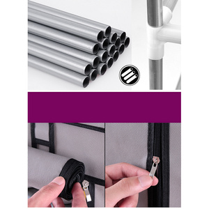 DB Estante para Zapatos de Tela No Tejida de 6 Filas, 2 Líneas y 12 Compartimentos, Ahorro de Espacio, Tipo Armario Vertical - Product Image 5