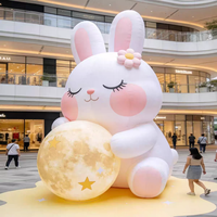 Lune Lumineuse Gonflable en Forme de Lapin pour le Festival de la Mi-Automne, Design Mignon de Dessin Animé, Étanche IP65, Chaleur Extérieure Assurée