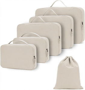 <span class=keywords><strong>ECOHUB</strong></span> Juego de 6 Cubos de Embalaje Ligeros y Transpirables de Poliéster Reciclado con Etiqueta de Identificación y Cierre de Cremallera - Patentado (Beige) - Product Image 1