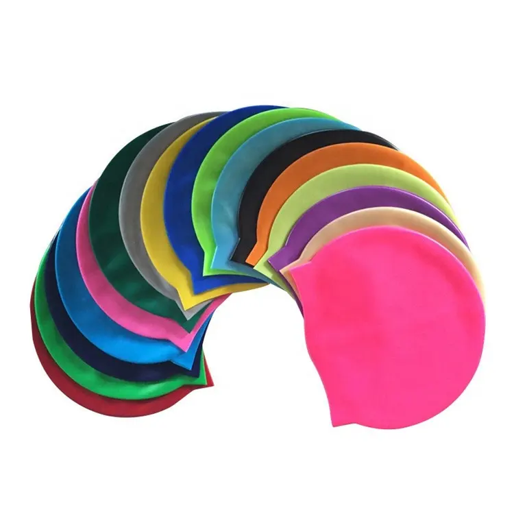 Woman Long Hair Silicone Swim Cap with Custom Printing