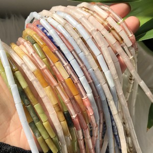 4*13mm đá tự nhiên xi lanh Chuỗi vòng thùng dài thẳng Ống DIY Bead bột Hoàng đá lỏng Hạt Đồ trang sức làm - Product Image 4