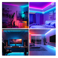 Bande LED COB flexible intelligente multicolore haute densité RGB, contrôlée par WiFi, changement de couleur fluide pour la décoration de la pièce