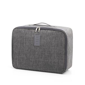 Sac de rangement de voyage rectangulaire léger en polyester pour vêtements, organisateur pour bagages et valises, gris et noir - Product Image 3