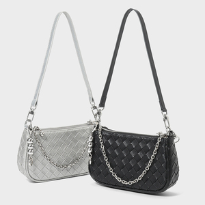 Bolsos de Hombro Tejidos de Cuero Genuino para Mujer, Nuevos Modelos 2025, Retro, de Alta Gama, Versátiles, Bolsos Pequeños Cuadrados para Llevar Bajo el Brazo - Product Image 1