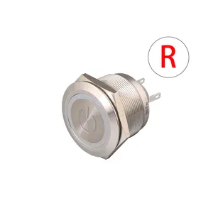 metal anti-vandal waterproof ip67 momentary 30mm 24v led push button switch on-off power symbol with 48v led