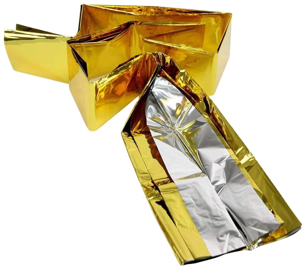 Новейшее аварийное тепловое одеяло из майлара для оказания первой помощи из Китая, одеяло для выживания из серебра и золота