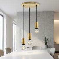 Lampe suspendue LED E27 moderne pour intérieur, style rustique, en bois sculpté, avec variateur d'intensité E26