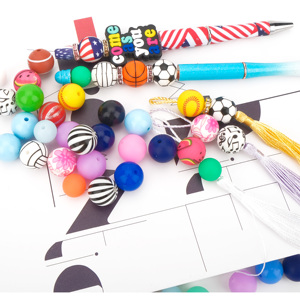ลูกปัดซิลิโคนรูปตัวอักษรแฟชั่น ประดับตกแต่ง ของเล่น DIY สร้อยคอแบบเคี้ยวได้ อุปกรณ์เสริม ปากกาลูกลื่นรูปกากบาท - Product Image 4