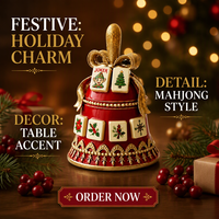 Ornement de Noël en résine en forme de cloche, décoration de table sur le thème du Mahjong américain, cadeau de Noël personnalisé pour les amateurs de Mahjong