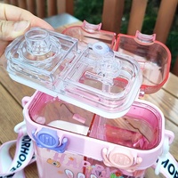 Gourde portable mignonne à double compartiment en paille pour enfants, idéale pour les boissons froides, pour hommes et femmes, pour la rentrée scolaire et les voyages en extérieur