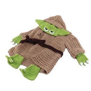 Accesorios <span class=keywords><strong>de</strong></span> fotografía <span class=keywords><strong>para</strong></span> bebés, conjunto tejido a mano <span class=keywords><strong>de</strong></span> cinco piezas, ropa <span class=keywords><strong>de</strong></span> fotografía tejida <span class=keywords><strong>para</strong></span> niños, <span class=keywords><strong>traje</strong></span> maestro <span class=keywords><strong>Yoda</strong></span> - Product Image 6