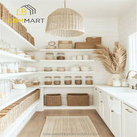 Armoires de garde-manger CBMmart pour la rénovation de maisons de style campagnard, avec fenêtre en verre, grain de bois laqué, armoires de rangement pour garde-manger de cuisine
