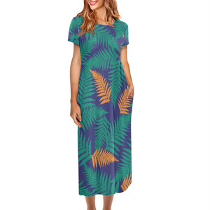 Vestido Maxi Personalizado para <span class=keywords><strong>Mujer</strong></span>, Estilo Vintage, Formal, Dulce, Casual, Verano, Otoño, Primavera, Elegante, Polinesio, Hawaiano, Tribal, Tatuaje, Tropical, Floral - Product Image 3