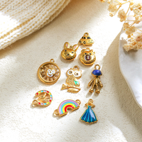 Merveille Fantaisiste Enfantine | Pendentifs en Acier Inoxydable Émaillé Plaqué Or PVD pour la Fabrication de Bijoux | Breloques Étanches et Hypoallergéniques