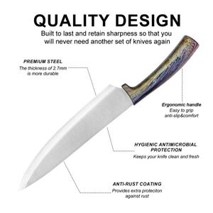 Juego de Cuchillos de Cocina Modernos Antiadherentes para Cortar Carne, Cuchillos de Acero Inoxidable Duraderos para Sashimi, Filetes y Chef, para Hogar y Hotel - Product Image 2