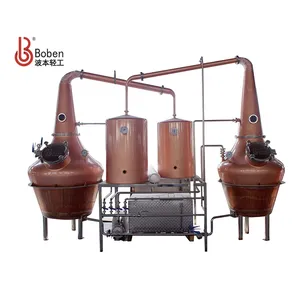 Boben double pot toujours chauffage au feu direct équipement de distillation du whisky pot en cuivre encore pour le whisky