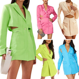 <span class=keywords><strong>Abito</strong></span> elegante <span class=keywords><strong>Mini</strong></span> smoking Blazer per ufficio da donna <span class=keywords><strong>arancione</strong></span> rosa crêpe a maniche lunghe con bottoni a tinta unita - Product Image 6