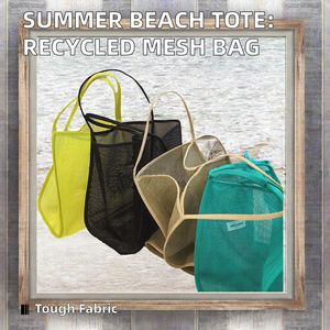 Bolso de playa de malla de poliéster mediano OEM para verano con correa para el hombro, bolsa de compras de ropa de natación de malla reciclada - Product Image 2