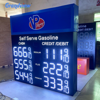 Affichage numérique LED double face extérieur pour station-service : prix du carburant, paiement en espèces et par carte bancaire