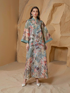 Vestido Abaya Azul Grande Bordado para Mujer, Inspiración para Bodas, Fiestas, Vestimenta Tradicional Musulmana, Accesorio de Noche - Product Image 2