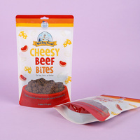 Sacs Mylar personnalisés à fenêtre pour aliments pour animaux de compagnie, en aluminium alimentaire, imprimés numériquement, anti-odeur, pour friandises pour chiens, à fond plat