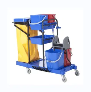 Multi-purpose Cleaning Trolley Janitorial 3-shelf Housekeeping Cart professional medical cleaning cart