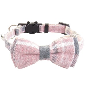 Ensemble collier et bandana à carreaux pour chien avec nœud papillon, fermeture à boucle réglable, style classique pour chiens toutes saisons - Product Image 4