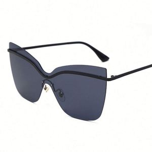 Gafas de Sol de Moda de Lujo 2020 con Marco Metálico de Una Pieza, Lentes Degradadas, Protección UV400, Estilo Ojo de Gato, Tamaño Grande para Mujer - Product Image 4