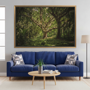Minimalist Glass Wall Art: Printed <b>Canvas</b> Print of Old Tree Landscape,GOLD <b>FRAMED</b> <b>CANVAS</b> - Product Image 3