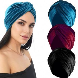 Gorro turbante elástico de terciopelo para mujer, gorro para quimioterapia, pañuelo para la cabeza, turbantes para el cabello, regalo - Product Image 2