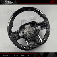 Volant personnalisé en fibre de carbone forgée argentée avec poignées noires pour Ford F-150 Raptor R STX XL 4x4 2019-2025