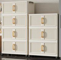 Armoire de rangement pour salon en plastique à cinq couches épaissies, grande capacité, double porte, sur pied, organisateur minimaliste
