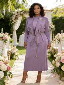 Completo da Donna di Alta Qualità <span class=keywords><strong>con</strong></span> Top Plissettato e <span class=keywords><strong>Frange</strong></span> Abbinato a <span class=keywords><strong>Gonna</strong></span> Media Lunghezza Set Due Pezzi Oversize Stile Miyake per Vendita all'Ingrosso - Product Image 5