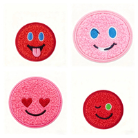 Patch de broderie arc-en-ciel dégradé petit moyen grand logo de sourire de chenille thermocollant patch de feutre de tissu de vêtement à coudre