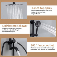 Ensemble de douche monocommande eau froide en céramique polie et acier inoxydable pour salle de bain domestique, avec robinets sur pied à jet de pluie orientable à trois vitesses