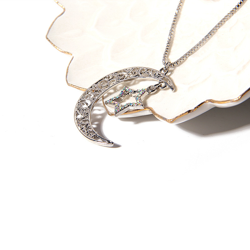 V & R joyas schmuck de diamantes de imitación de cristal chapado en rodio COLLAR COLGANTE de metal sol Luna estrella collar
