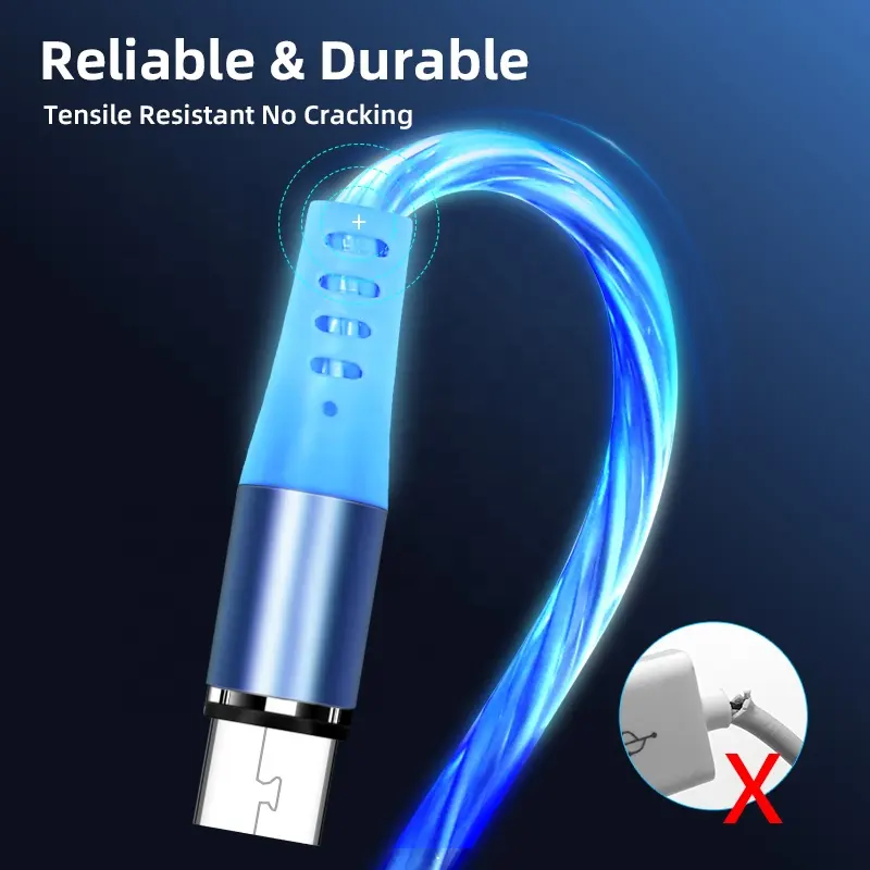 Cargador magnético luminoso para teléfono móvil, cable usb de carga magnética, giro de 360 grados, para todos los teléfonos