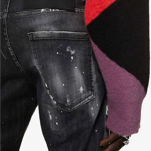 OEM New Design <b>High</b> Quality <b>Men's</b> Blue Skater Slim Fit Pencil Pants Mid <b>Waist</b> Softener Stretch Print Denim <b>Jeans</b> - Product Image 5