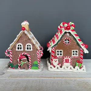 Горячая Распродажа, настольный мини-дисплей для украшения дома в виде пряника, Рождественский Декор со светодиодной подсветкой