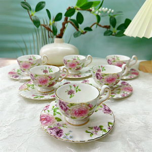 Vintage Floral Tea <b>Cups</b> <b>Set</b> of 12 Pieces 90ml Espresso <b>Cup</b> European Coffee <b>Cup</b> <b>Set</b> with Gold Rim - Product Image 5