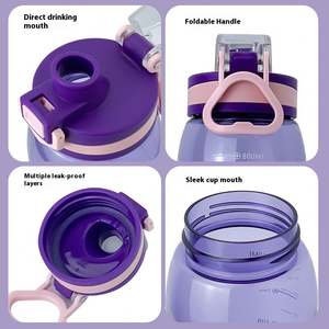 Bouteille d'eau en plastique avec logo personnalisé et graduations pour la salle de sport, la remise en forme et les aventures en plein air - Product Image 6