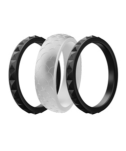 Bague de mariage en Silicone pour femmes, pour filles, 3 pièces, anneau à motif de diamant, écailles de poissons, douze pierres d'anniversaire - Product Image 5