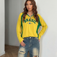 Maillot de football à manches longues Brésil 2026 à bas prix, style rétro Brasilcore, streetwear vintage, logo personnalisé