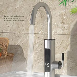 Grifo Eléctrico <span class=keywords><strong>de</strong></span> Acero Inoxidable para <span class=keywords><strong>Cocina</strong></span>/Baño, <span class=keywords><strong>de</strong></span> Doble Uso, Monomando, Giratorio, con Calentador Instantáneo que Calienta en Tres Segundos - Product Image 1