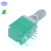 Échantillons gratuits professionnel personnalisé 1k 5k 10k 20k 50k 100k 9mm 8 broches PCB montage rotatif double potentiomètre avec interrupteur rotatif