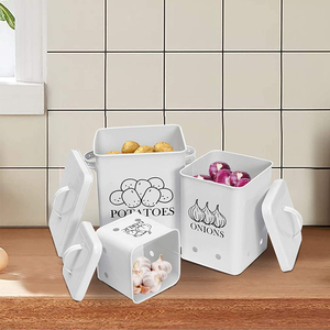 Kitchen Square Vegetable Storage Pot Food Storage Tin <strong>Potatoes</strong> Onion Garlic <strong>Container</strong> - Product Image 6