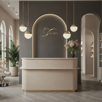 YS-0871 Bureau de réception moderne en bois blanc de luxe personnalisable, écologique, pour salon de beauté, salon de coiffure
